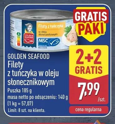 Filety z tuńczyka w oleju słonecznikowym Golden Seafood promocja w Aldi