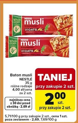 Baton musli NESTLE różne rodzaje promocja w Carrefour Express