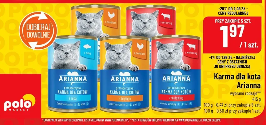 Karma dla kota Arianna promocja w POLOmarket