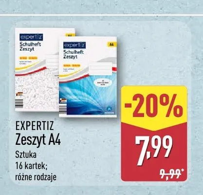 Zeszyt A4 Expertiz promocja w Aldi