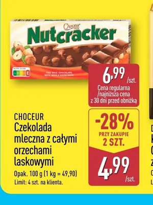 Czekolada mleczna z całymi orzechami laskowymi Choceur Nutcracker promocja w Aldi