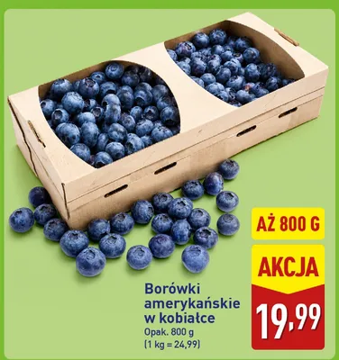 Borówki amerykańskie w kobiałce Aldi promocja w Aldi