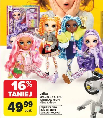 Lalka Sparkle & Shine Rainbow High różne rodzaje promocja w Carrefour