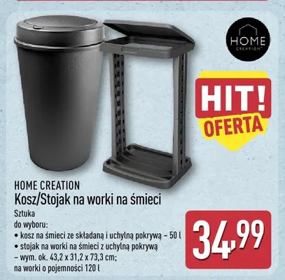 Kosz na śmieci ze składaną i uchylną pokrywą 50 l Home Creation promocja w Aldi