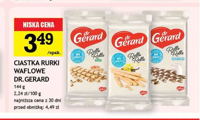 Ciastka rurki waflowe Rolls Cream Flavour Dr.Gerard promocja w Gram Market