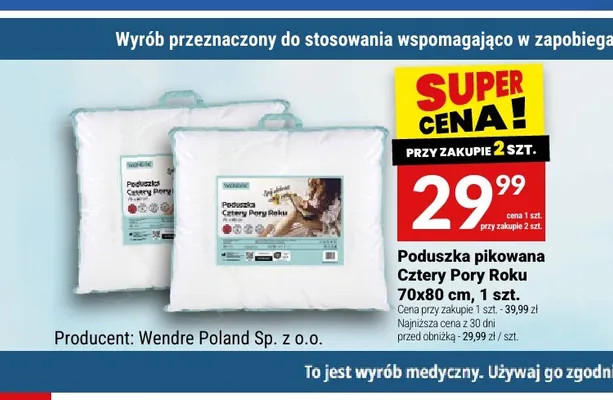 Poduszka pikowana Wendre Cztery Pory Roku 70x80 cm promocja w Twój Market