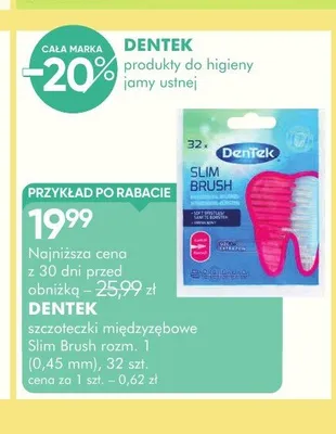 Szczoteczki międzyzębowe Dentek Slim Brush rozm. 1 (0,45 mm) promocja w Super-Pharm