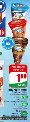 Lody rożek różne rodzaje promocja w Dino