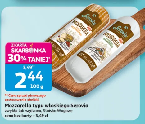 Mozzarella typu włoskiego zwykła lub wędzona promocja w Auchan