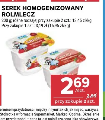 Serek homogenizowany truskawkowy Rolmlecz promocja w Stokrotka