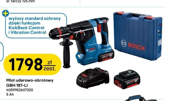 Młot udarowo-obrotowy BOSCH GBH 187-LI 5Ah promocja w Castorama