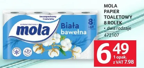 Papier toaletowy Mola 8 rolek promocja w Selgros