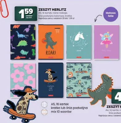 Zeszyt Herlitz A5 16 kartek kratka promocja w Stokrotka