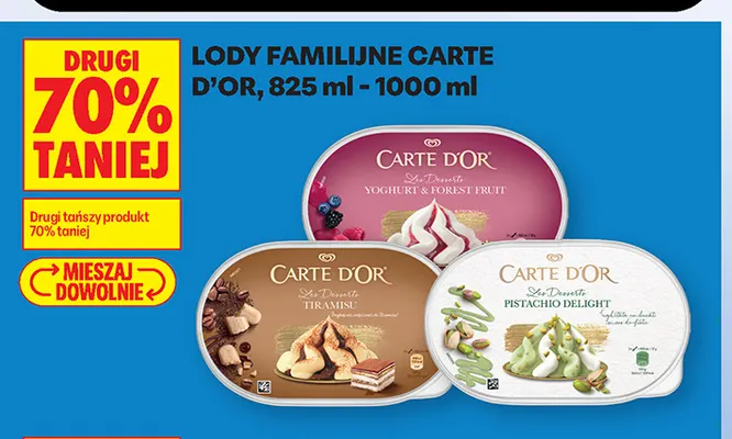 Lody familijne Carte D'Or Tiramisu promocja w Biedronka