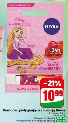 Pomadka pielęgnująca z licencją Nivea 2 rodzaje promocja w Dino