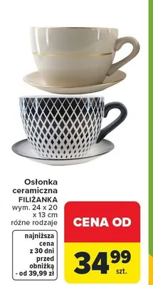 Osłonka ceramiczna FILIZANKA wym. 24 x 20 x 13 cm różne rodzaje promocja w Carrefour
