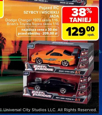 Pojazd RC Szybcy i Wściekli Dodge Charger 1970 skala 1:16 Jada promocja w Carrefour