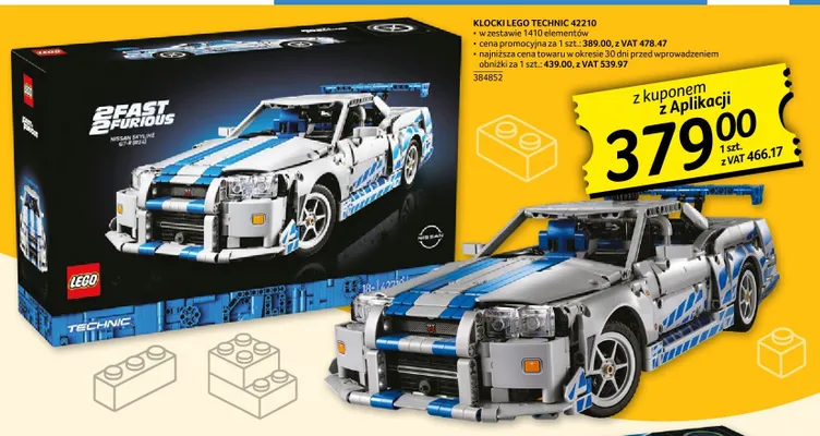 Klocki LEGO Technic 42210 Fast & Furious Nissan Skyline GT-R (R34) 1410 elementów promocja w Selgros
