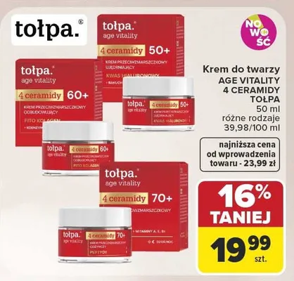 Krem do twarzy Tołpa Age Vitality 4 Ceramidy 60+ promocja w Carrefour Market