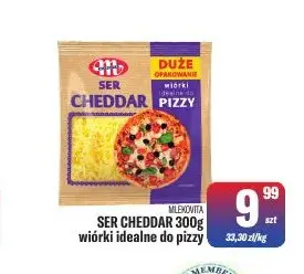 Ser cheddar wiórki idealne do pizzy Mlekovita promocja w Tomi Markt