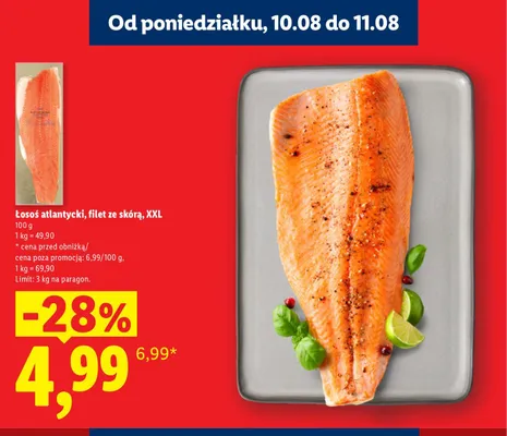 Łosoś atlantycki filet ze skórą XXL promocja w Lidl