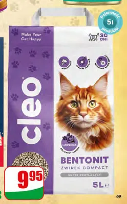 Żwirek dla kota bentonitowy lawendowy Cleo promocja w Dino