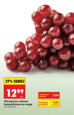 Winogrono różowe bezpestkowe na wagę promocja w Biedronka