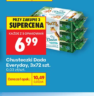 Chusteczki nawilżane Dada Everyday 3-pak promocja w Biedronka