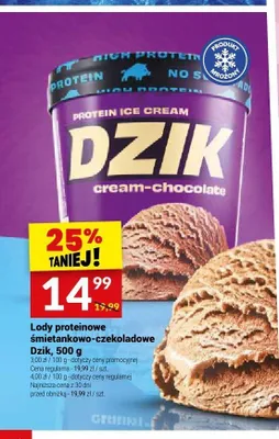 Lody proteinowe śmietankowo-czekoladowe Dzik promocja w Twój Market