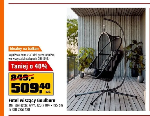Fotel wiszący Goulburn promocja w OBI