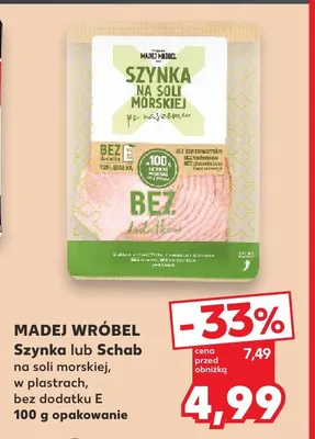 Schab na soli morskiej w plastrach bez dodatku E Madej Wróbel promocja w Kaufland