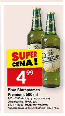 Piwo Staropramen Premium 500ml promocja w Twój Market