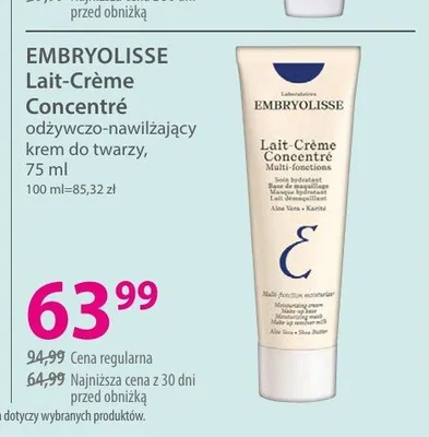 Odżywczo-nawilżający krem do twarzy EMBRYOLISSE Lait-Crème Concentré promocja w Hebe