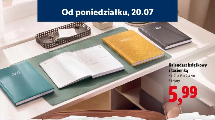 Kalendarz książkowy z tasiemką promocja w Lidl