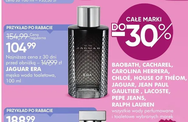 Woda toaletowa jaguar era promocja w Super-Pharm