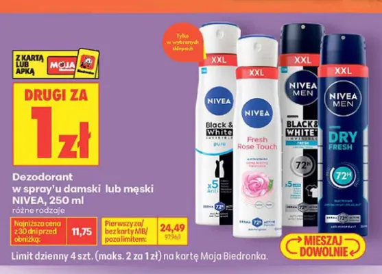 Dezodorant w spray'u damski Nivea Fresh Rose Touch promocja w Biedronka