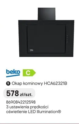 Okap kominowy Beko HCA62321B promocja w Castorama