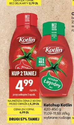 Ketchup łagodny Kotlin promocja w Delikatesy Centrum