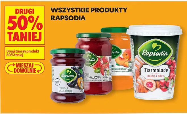 Wszystkie produkty Rapsodia DRUGI -50% promocja w Biedronka