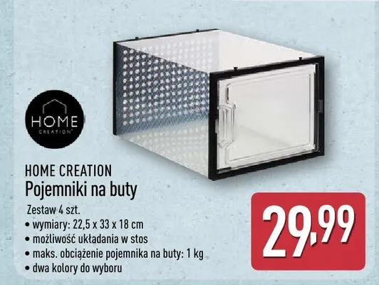 Pojemniki na buty Home Creation zestaw 4szt. promocja w Aldi