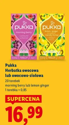 Herbatka Pukka owocowa lub owocowo-ziołowa, morning berry lub lemon ginger promocja w Lidl