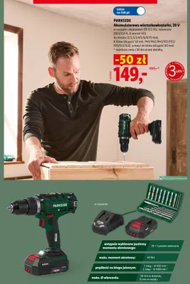 Akumulatorowa wiertarkowkrętarka Parkside 20V promocja w Lidl