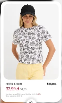 Krótki t-shirt Bonprix promocja w bonprix