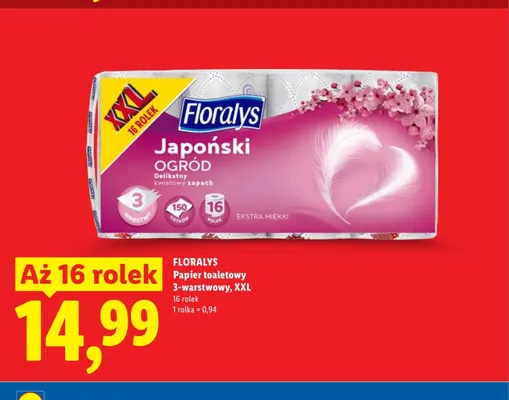 Papier toaletowy 3-warstwowy Floralys Japoński Ogród XXL promocja w Lidl