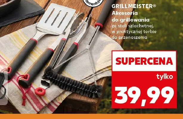 Akcesoria do grillowania ze stali szlachetnej w praktycznej torbie do przenoszenia GRILLMEISTER promocja w Kaufland