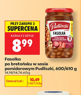 Fasolka po bretońsku w sosie pomidorowym Pudliszki promocja w Biedronka