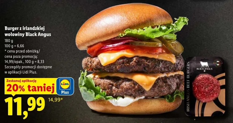 Burger z irlandzkiej wołowiny Black Angus promocja w Lidl