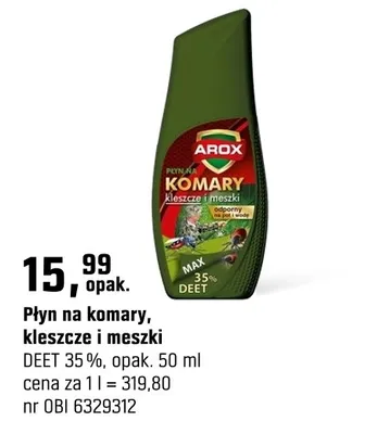 Płyn na komary, kleszcze i meszki DEET 35% promocja w OBI