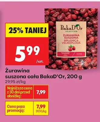 Żurawina suszona Bakal promocja w Biedronka