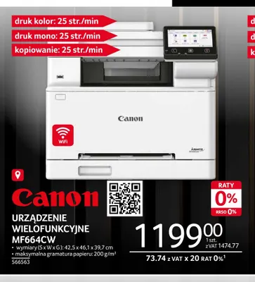 Urządzenie wielofunkcyjne MF664CW Canon promocja w Selgros